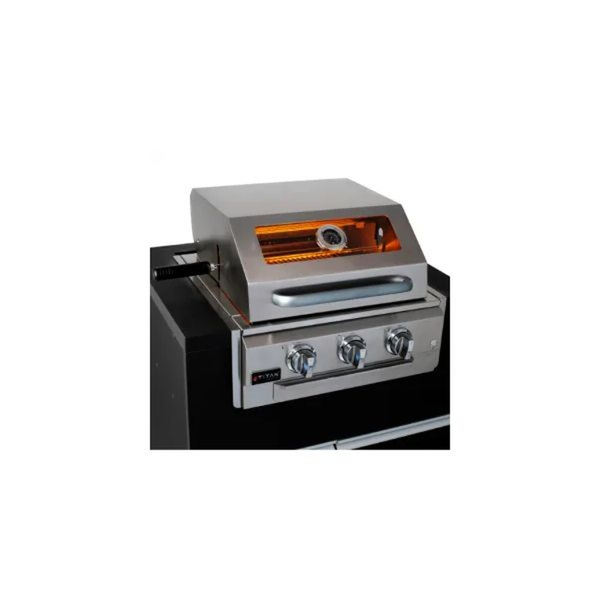 Assador Grill á Gás 2 + 1 Queimadores Com Tampa Linha Prime Visor Vidro Home Pro 3 - Titan - Empório do Lazer
