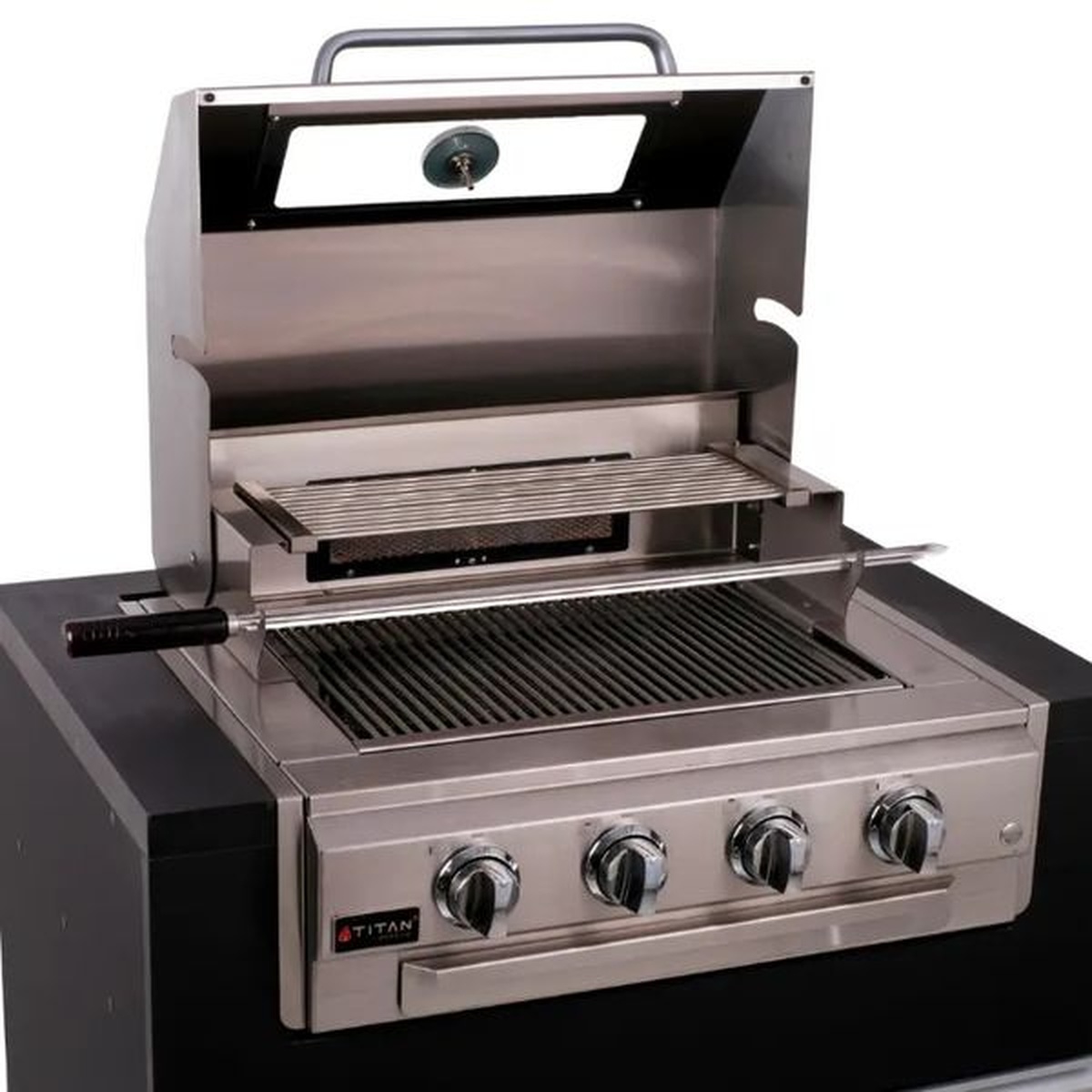 Assador Grill á Gás 3 + 1 Queimadores - Com Tampa Linha Prime Visor de Vidro Home Pro 4 - Titan - Empório do Lazer