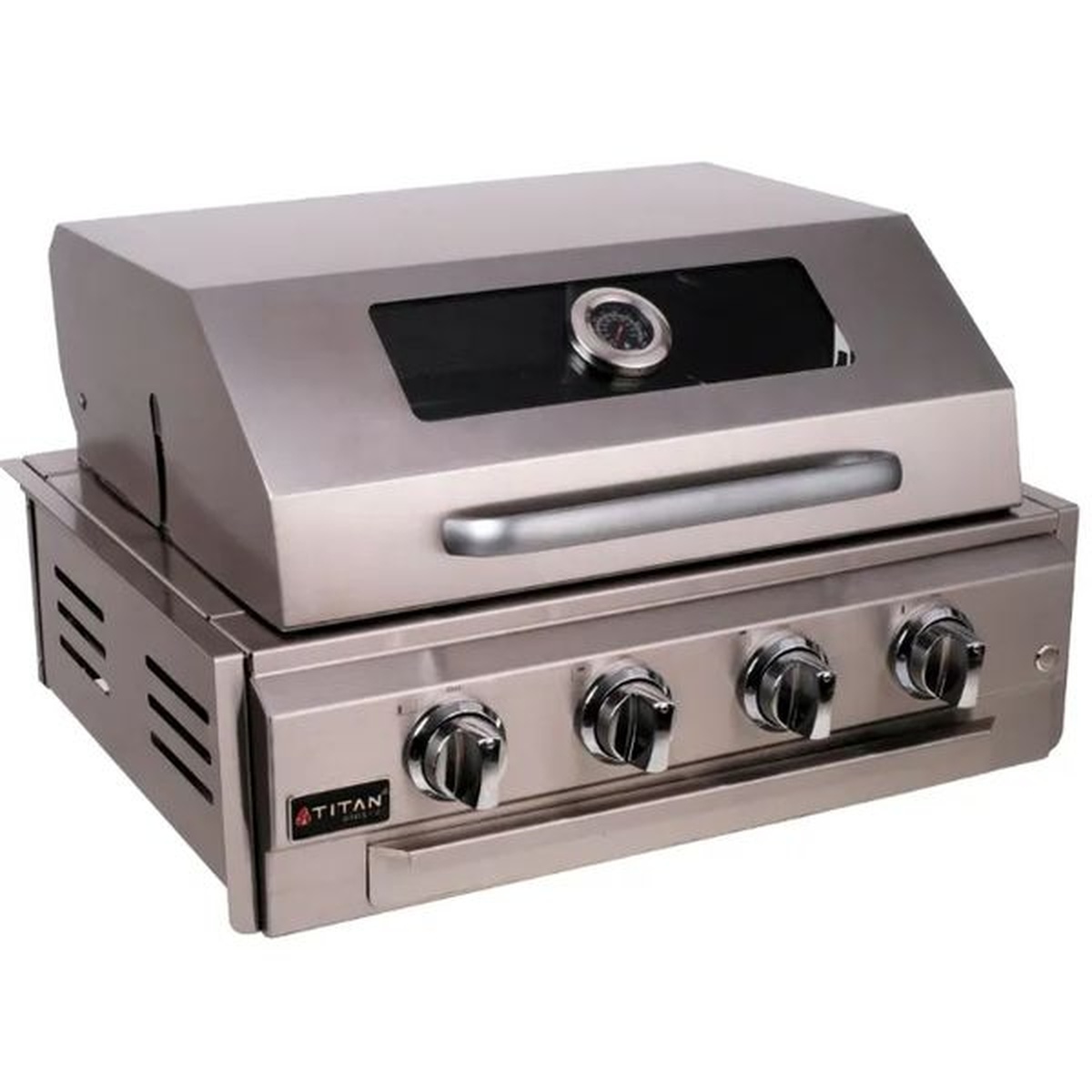 Assador Grill á Gás 3 + 1 Queimadores - Com Tampa Linha Prime Visor de Vidro Home Pro 4 - Titan