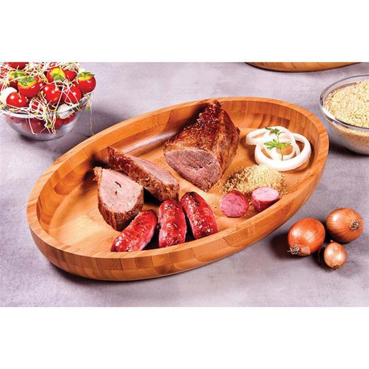 Gamela Oval de Bambo 33x23cm - Mor - Empório do Lazer