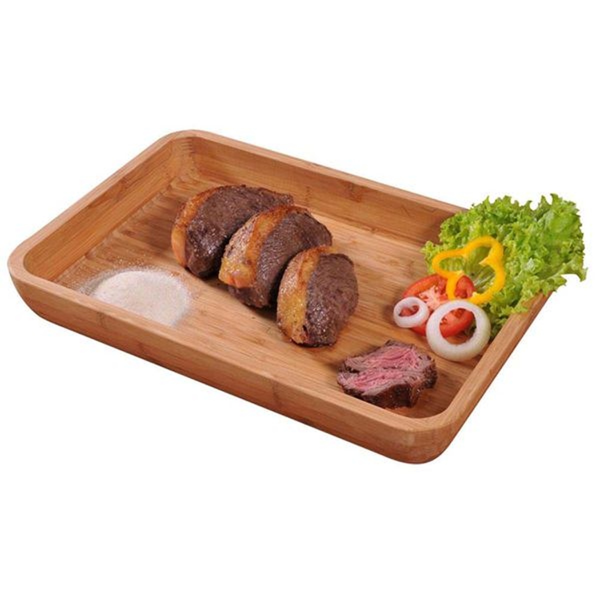 Gamela Retangular de Bambo 45x29,7x5,6cm - Mor - Empório do Lazer