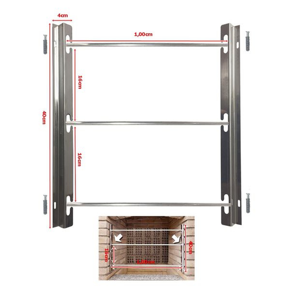 Suporte Inox para Espetos com 3 Varões em Alumínio - ArtMill - Empório do Lazer
